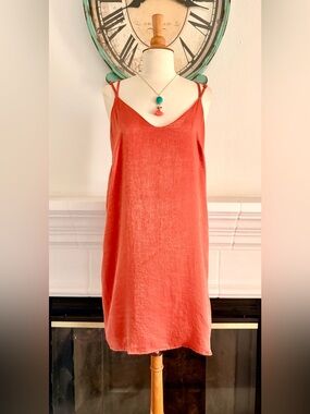 Miao Miao Women's Slip Mini Dress in Burnt Orange with Adjustable Straps